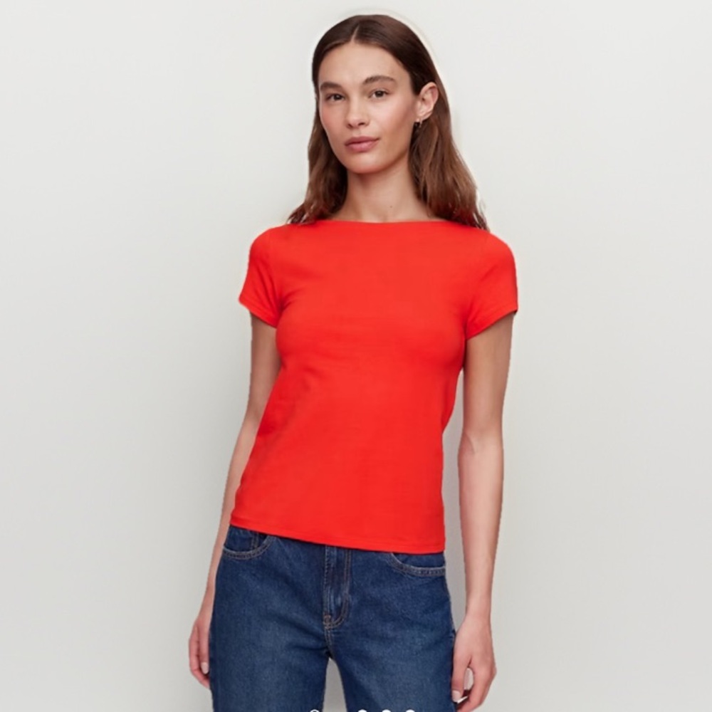 GAP Factory Boatneck Open Back Tee Shirt NWT Cotton Stretch Red Various Sizes